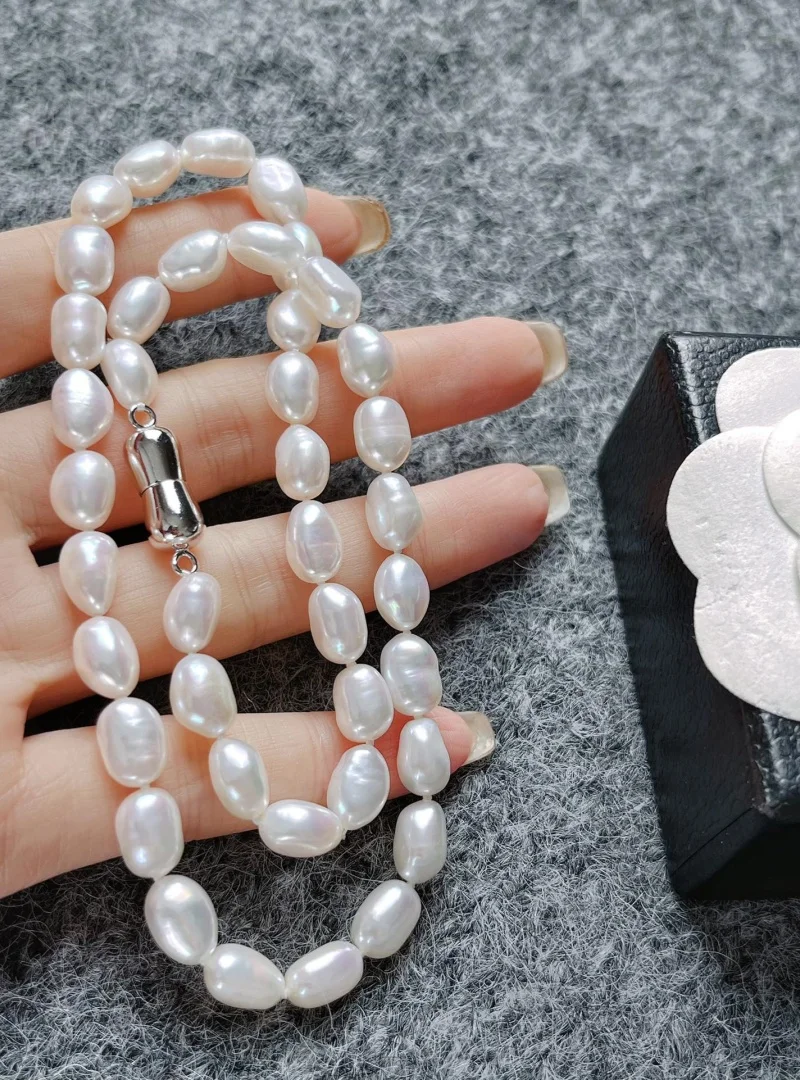 

Vintage Natural Freshwater Pearl Necklace For Women Elegant Irregular Baroque Pearls Bead Chain Wedding Jewelry Girl Gift
