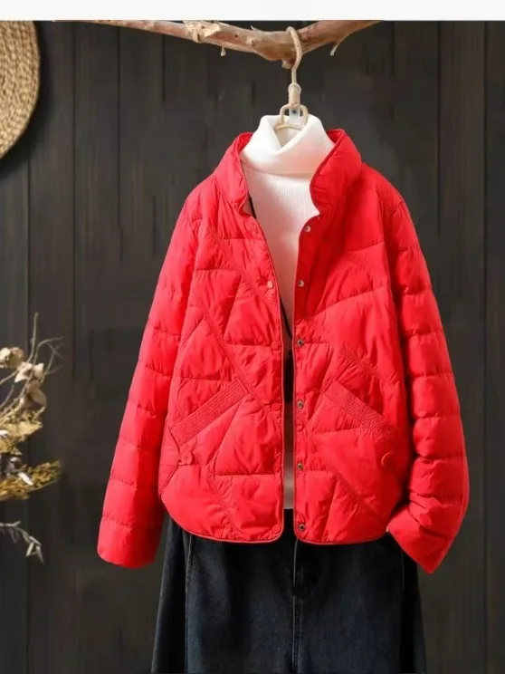 شتاء جديد خفيف رقيق ort المرأة أسفل Jaet الكورية Faion فضفاض دافئ Du أسفل معطف ريترو Sle ألياف البوليستر الدفء