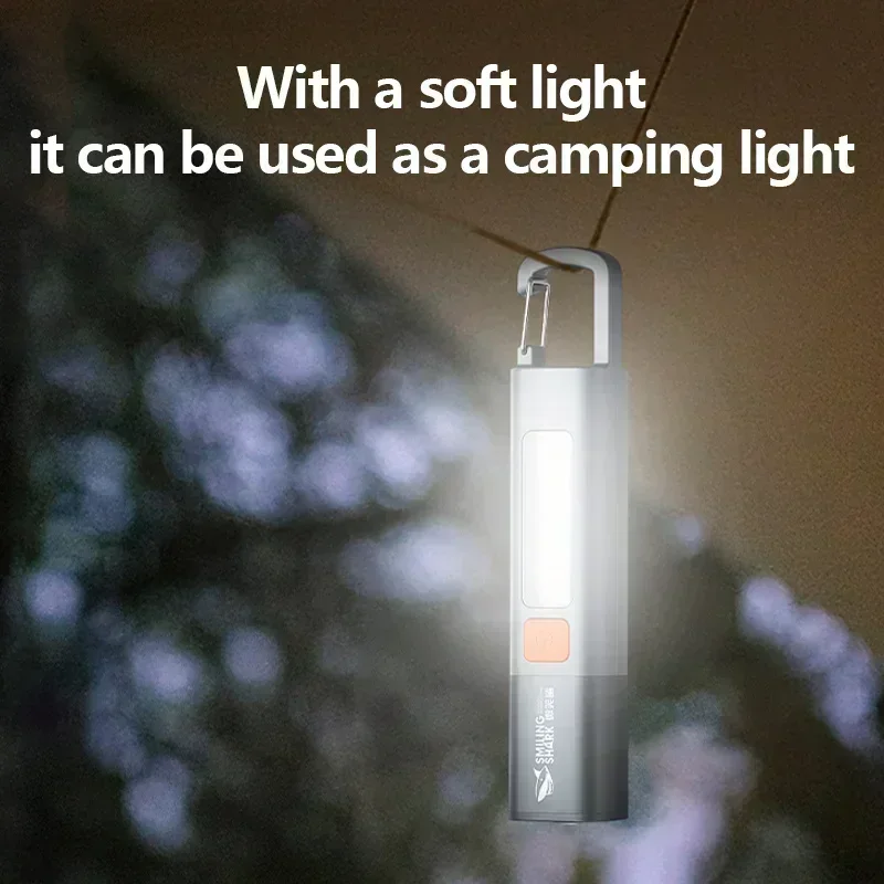 With Hook Rechargeable USB Flashlight Water Proof with Side Light Retractable Focus Outdoor Camping Night Patrol Led Light