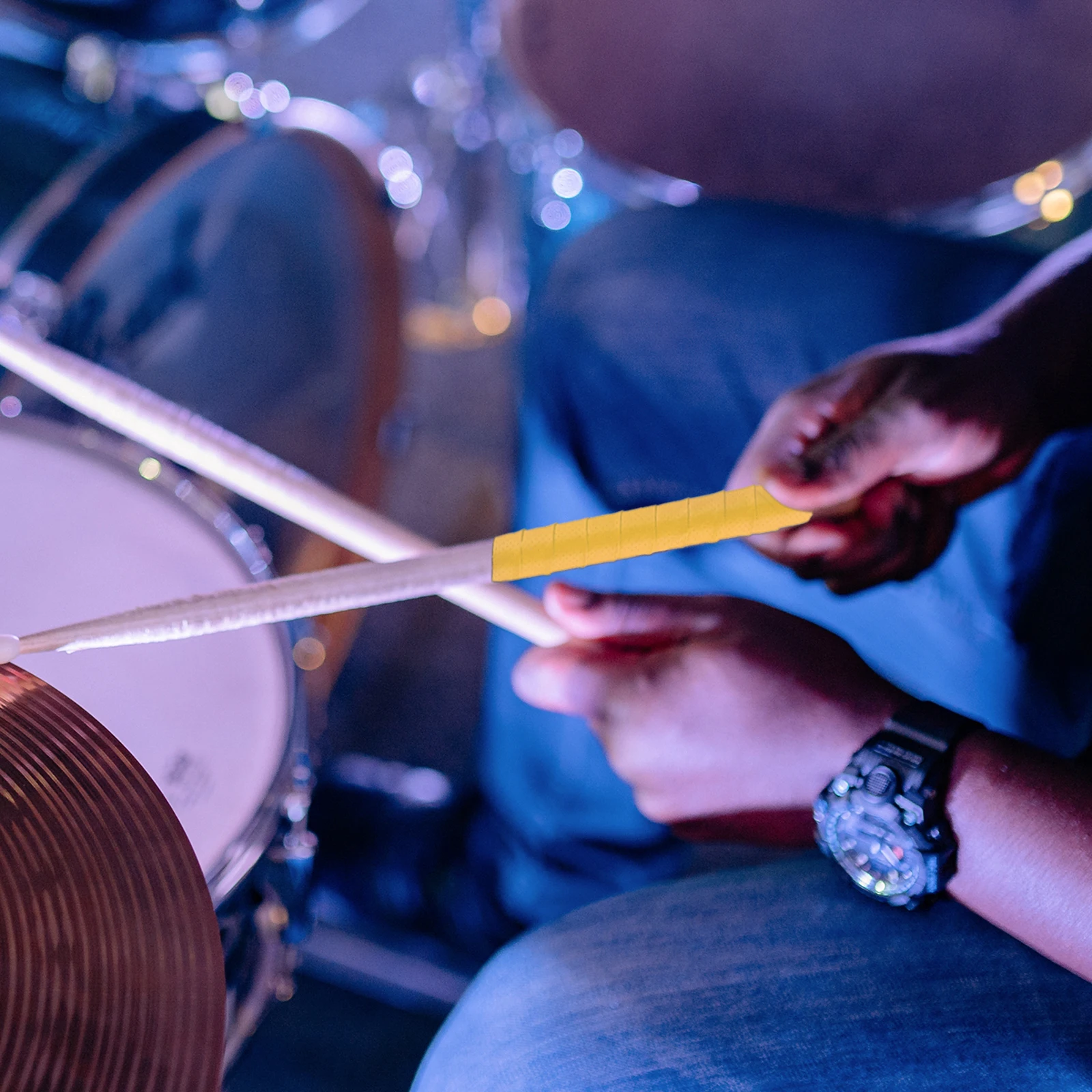 

2Pcs Anti-slip Drumsticks Accessories Tapes Non-slip Sweat-absorbent Wraps Yellow Drumstick Tape Drum Assistants Drum Stick