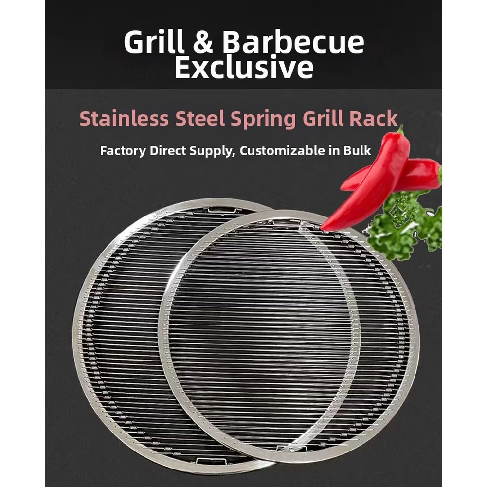 

Barbecue Grill Grate 29/33cm Stainless Steel High-temperature Resistant Spring Wire BBQ Grill Net Rack For Camping Outdoor