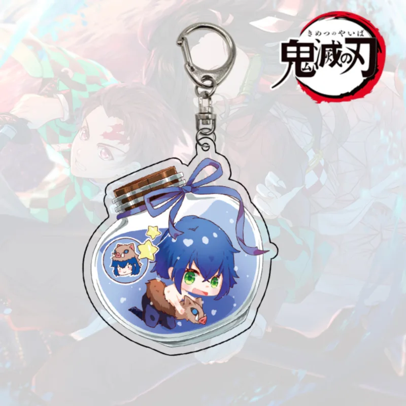 Anime Demon Slayer Keychain Acrylic Kimetsu no Yaiba Blade of Ghost Keyring Key Cover Chain Keyrings Jewelry Accessories Gifts