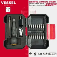 VESSEL 17pcs Ball Grip Electric Screwdriver with PH2 Driver Bit Cordless USB Rechargeable Screwdriver Power Tool 220USB-17C