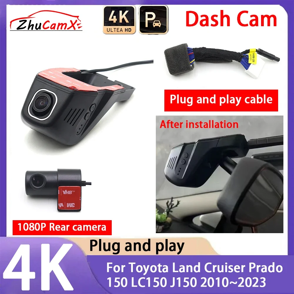 

ZhuCamX 4K 2160P Car Camera Plug and Play UHD Dash Cam Night Vision for Toyota Land Cruiser Prado 150 LC150 J150 2010~2023