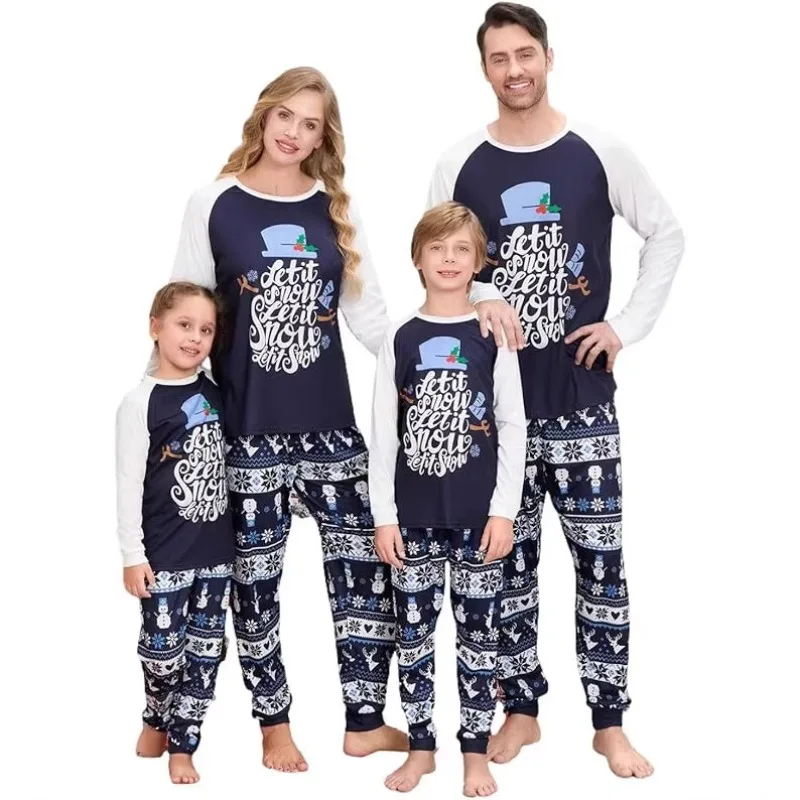 Christmas Cosplay Costume Pajama Parent-child Printed Long Sleeved Two-piece Set Holiday Party Role Playing Outfits for Unisex