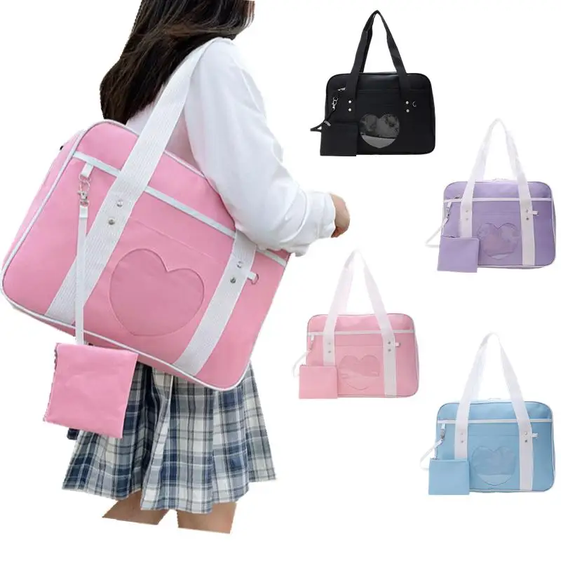 Japanese JK Shoulder Bag Lightweight Casual Girl Lolita Luggage Handbag Large Capacity Tote Fashion Student PU School Bag