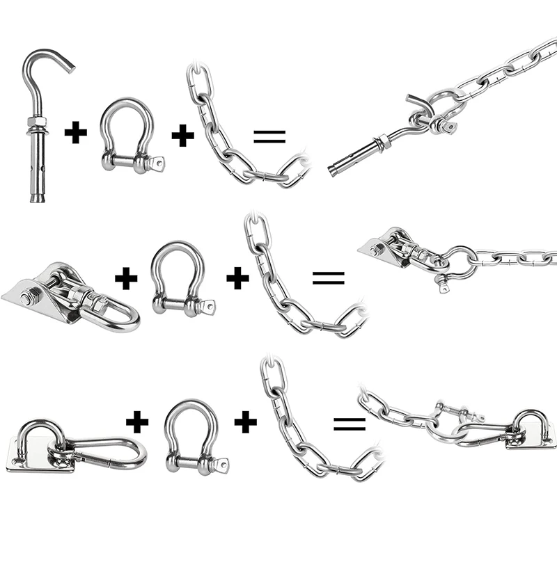 Manilles de voile en forme de D, acier inoxydable 304, vis antirouille, injecteur de goupille, chape d'arc, style européen, 5 pièces