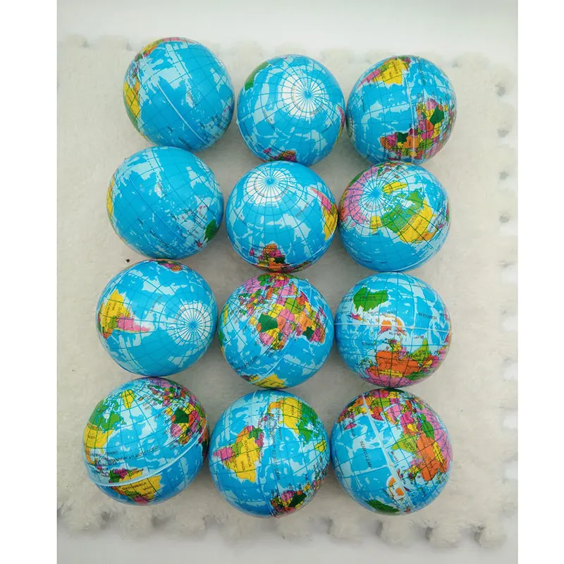 76mm Anti Stress Relief World Map Foam Balls Atlas Globe Palm Toy Planet Earth Ball Toys for Children Girls Boys 12pcs