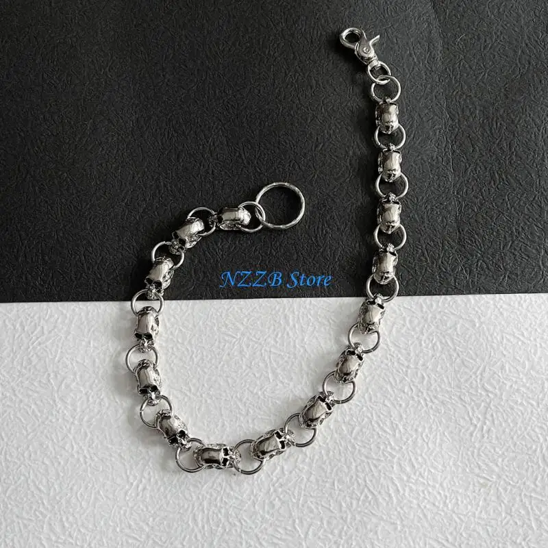 

T21F Jeans Chain Hip Hop Skirt Pants Chain Gothic Skull-Head Pendant Wallet Chain