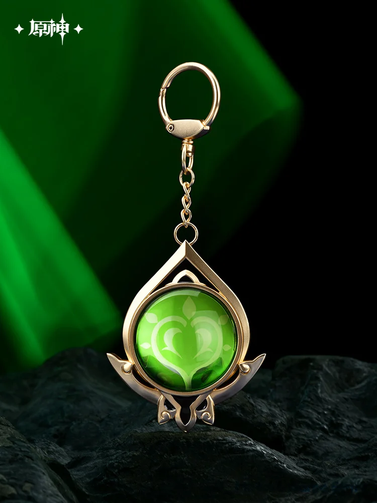 [Genuine] MiHoYo Official Genshin Impact Mondstadt Sumeru Theme Vision Elemental Pendant Rock Wind Metal Key Chain Birthday Gift