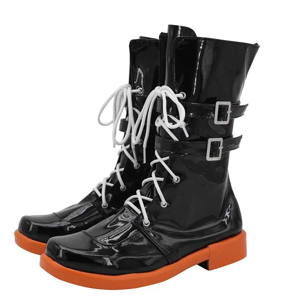 Stivali cosplay Flamebringer Arknights Scarpe in pelle nera realizzate su misura per unisex