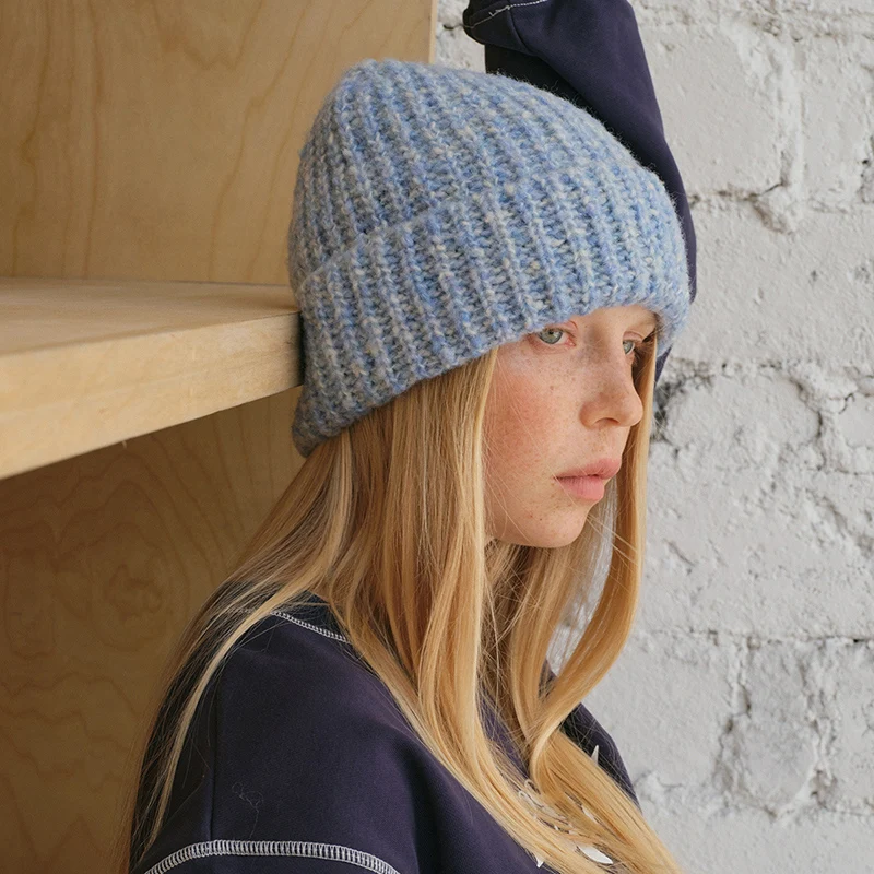 New Warm Winter Hat Heathered Cuffed Aran Beanie Hat Women Chunky Knit Hat For A Slimming Look Ins Trending For A Casual Outfit view 3