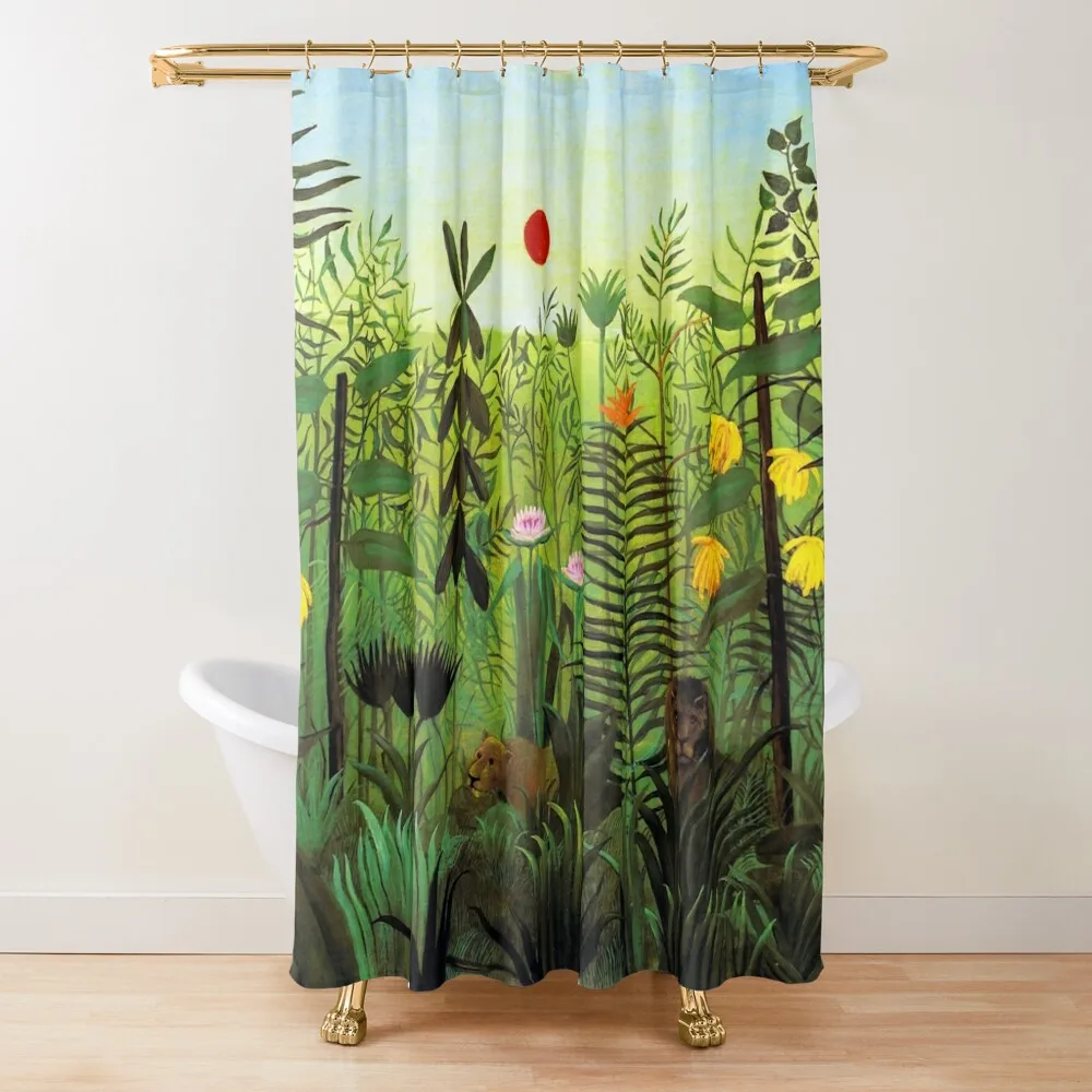 

Henri Rousseau Exotic Landscape with Lion and Lioness in Africa, 1903-1910 Shower Curtain For Shower Curtain