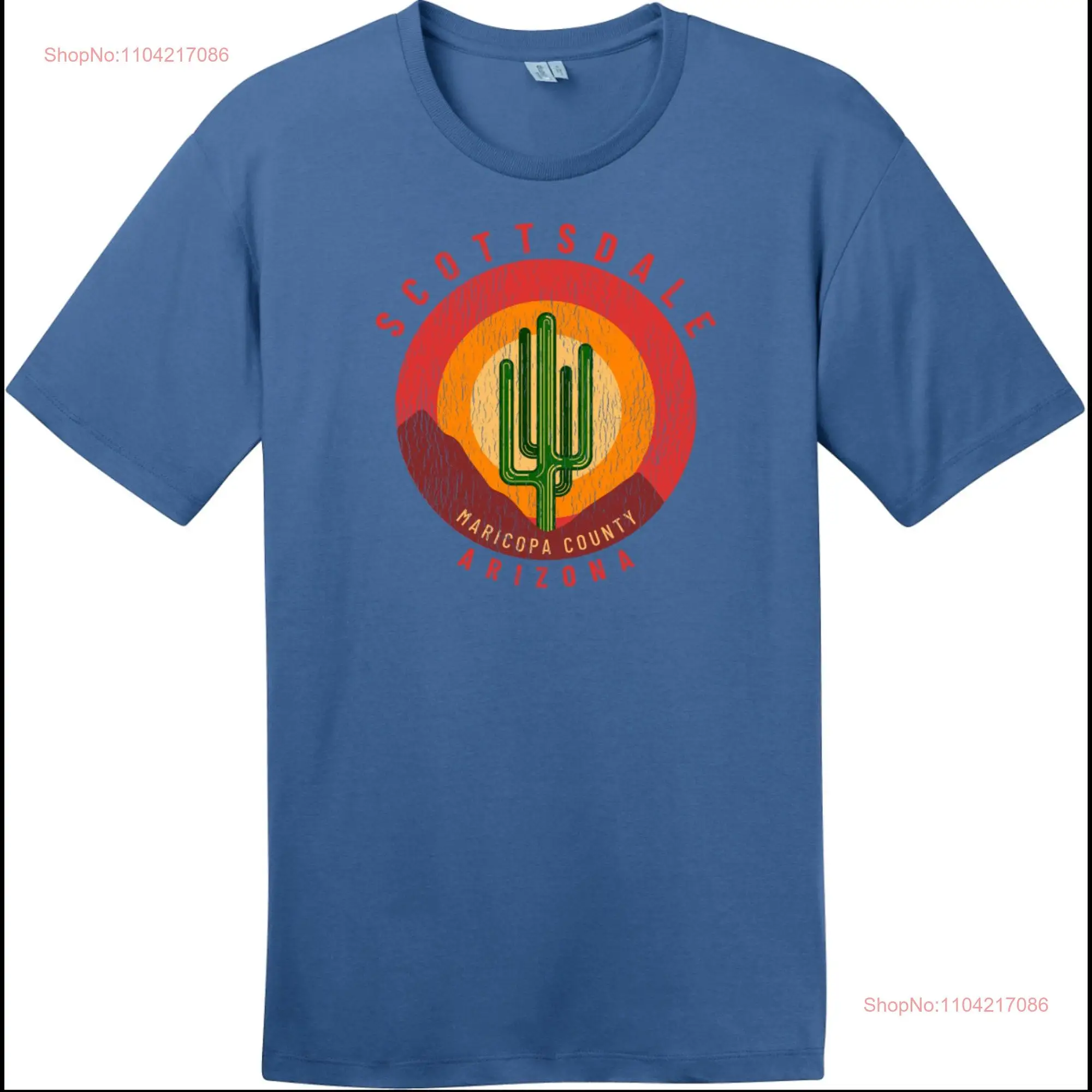 Scottsdale Arizona Cactus Mountains Retro T Shirt long or short sleeves