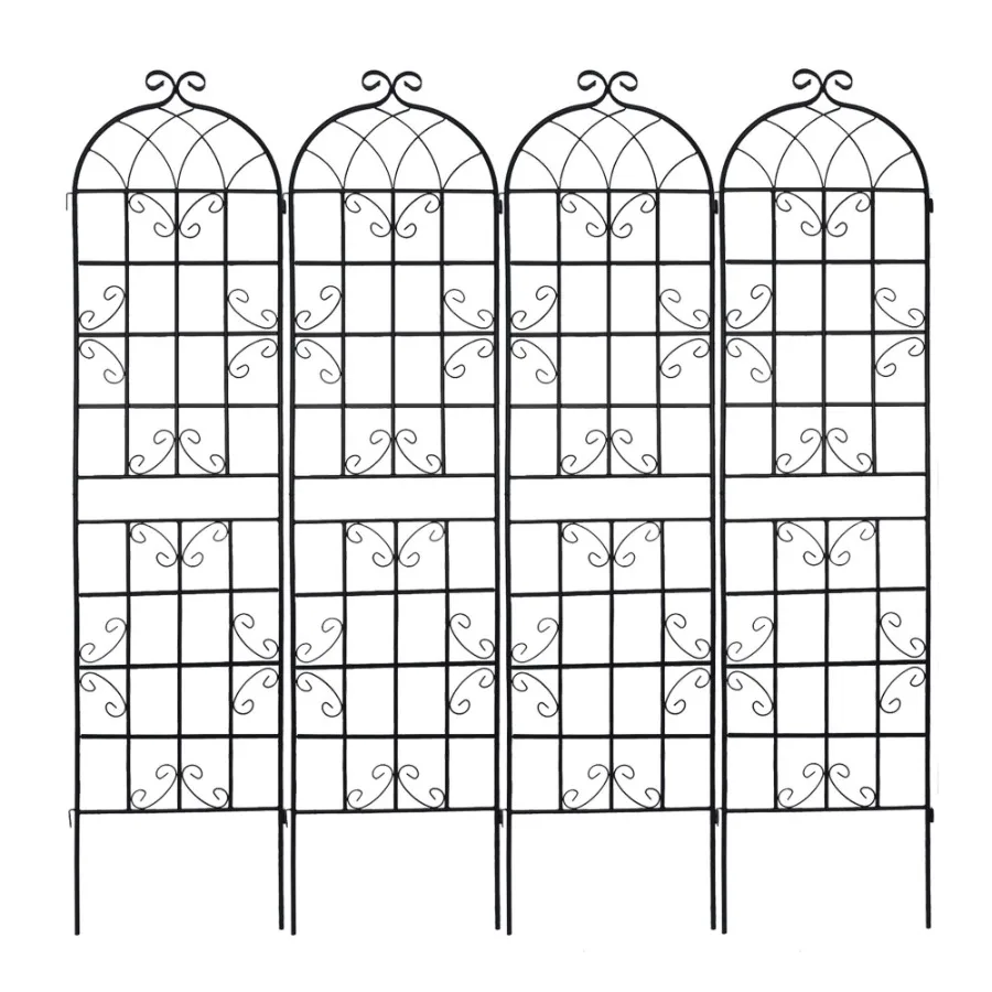 

Металлическая садовая решетка в упаковке, 4 шт., 86,7 x 19,7, нержавеющая решетка для вьющихся растений, уличная поддержка цветов, черная