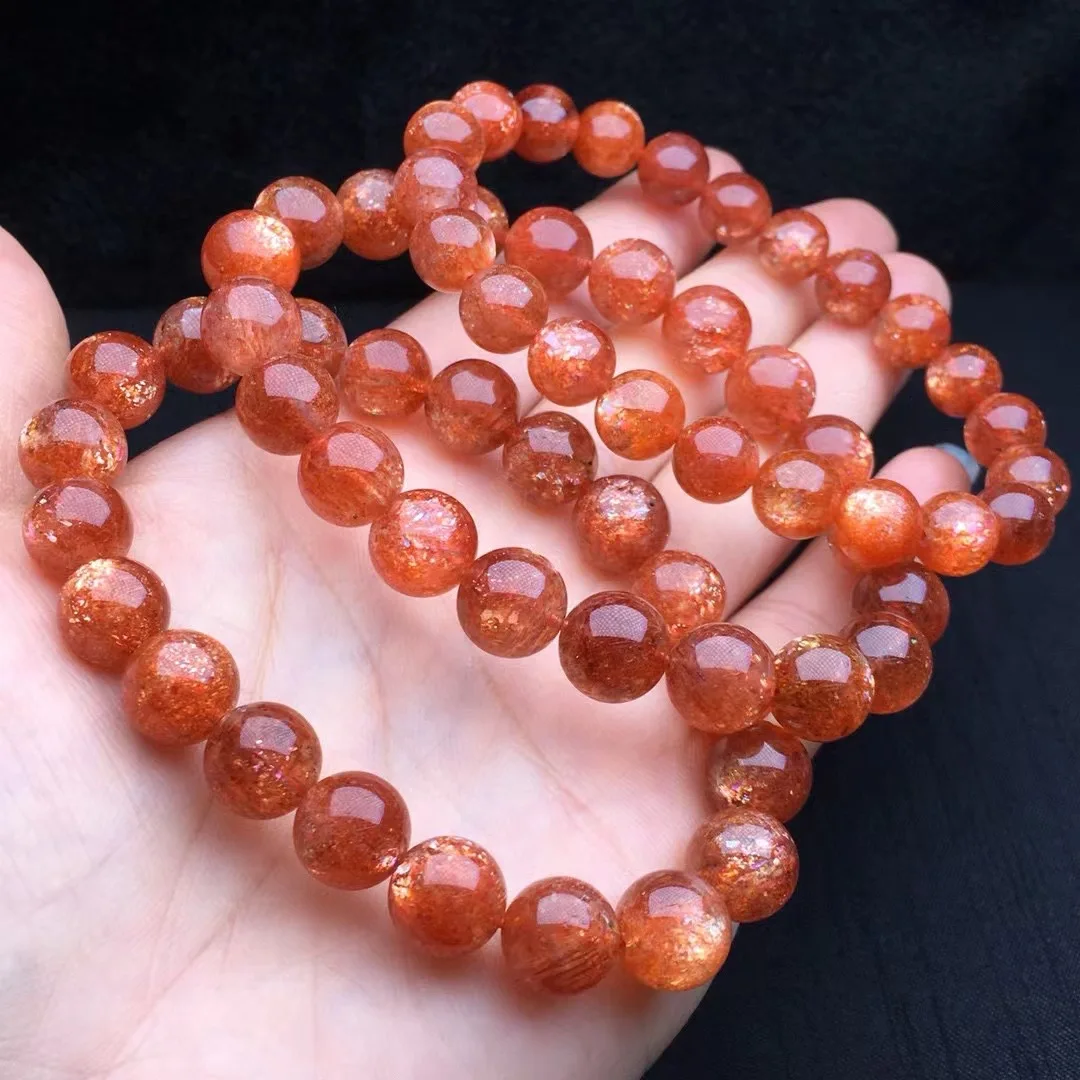 1 Pc Fengbaowu Natural Gold Sunstone Bracelet Round Beads Reiki Healing Stone Fashion Jewelry Gift For Women Men