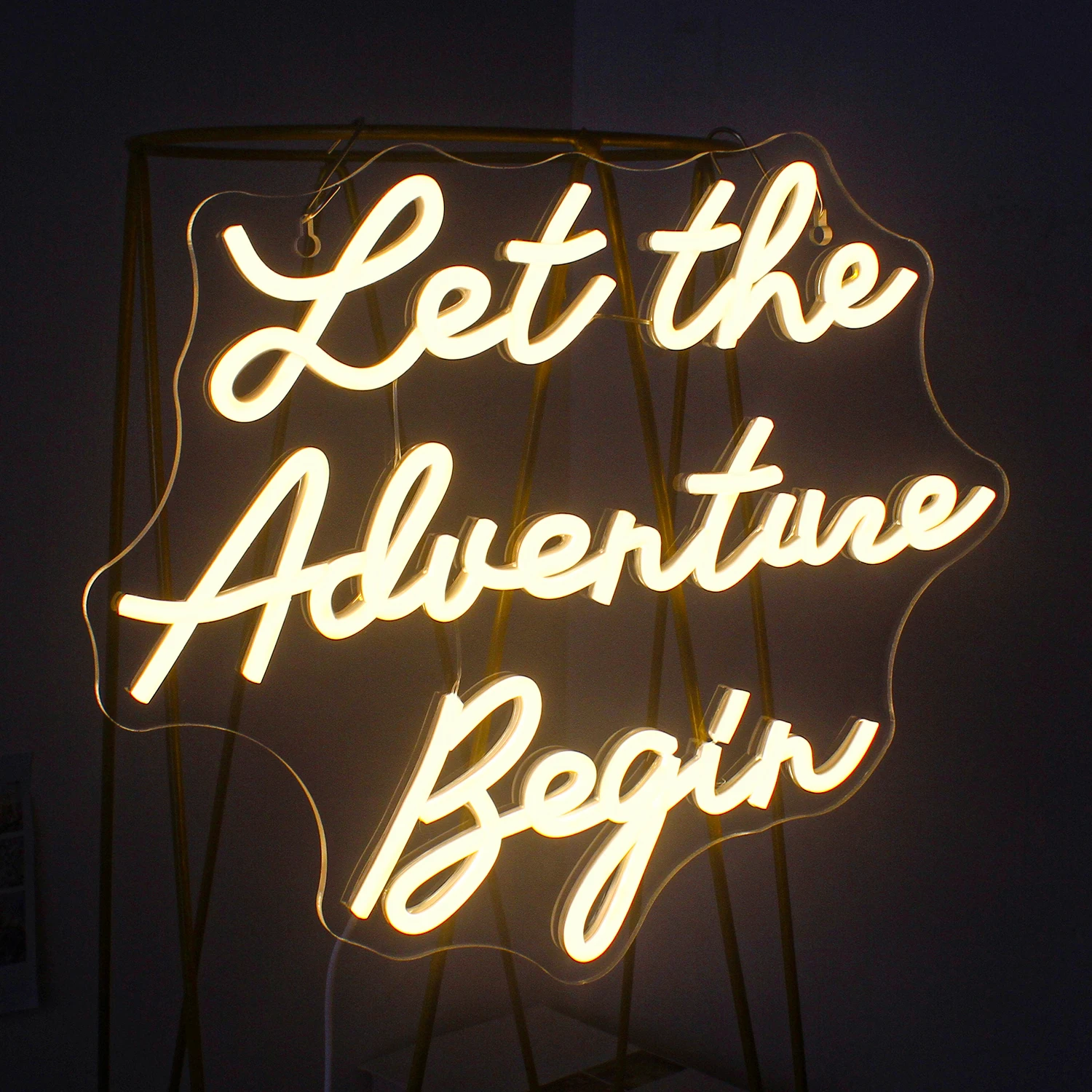 Let The Adventure Begin Neon Sigh Warm Light Letter Room Decoration For Bedroom Wedding Birthday Party Bar Hanging LED Wall Lamp