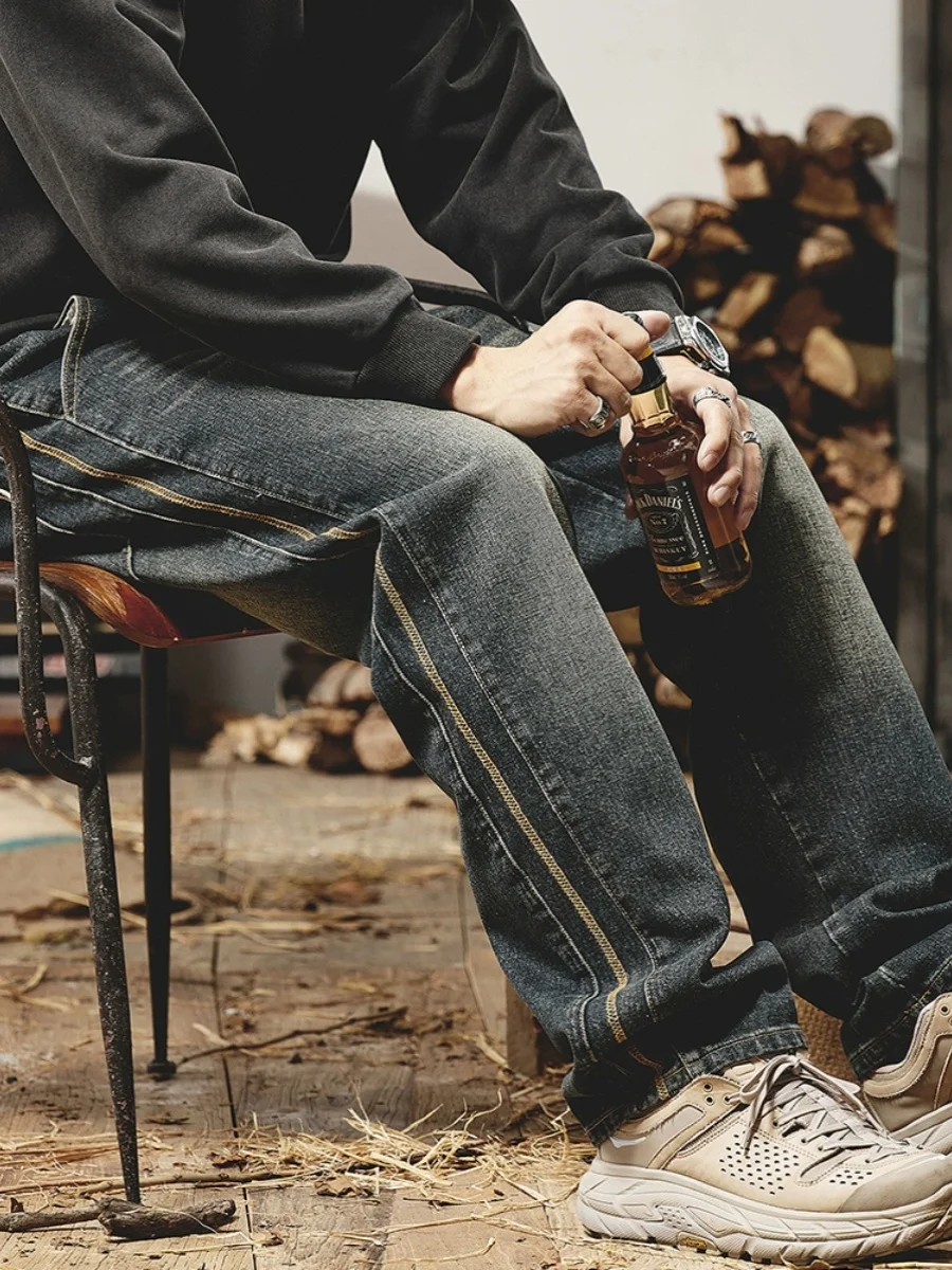 

American Retro Men's Jeans Spring Autumn New Loose Straight Leg Wide Leg High Street Trend Casual Pants Youth ular Long Jeans