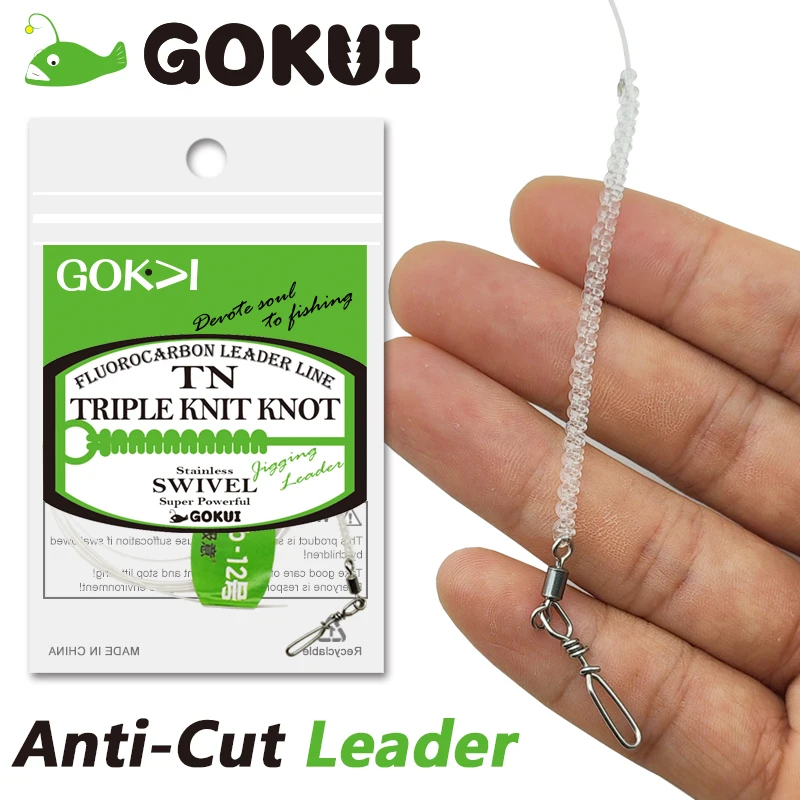 Hand Knitting Anti Cut Leader Line by Seaguar Fluorocarbon Fishing Line with Stainless Snap Connector Fishing Wire Accessories