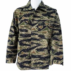 TCU Jacket Vietnam Tiger Stripes Shirt  Retro WW2 Tactical Workout Camo Combat Field Running Coat