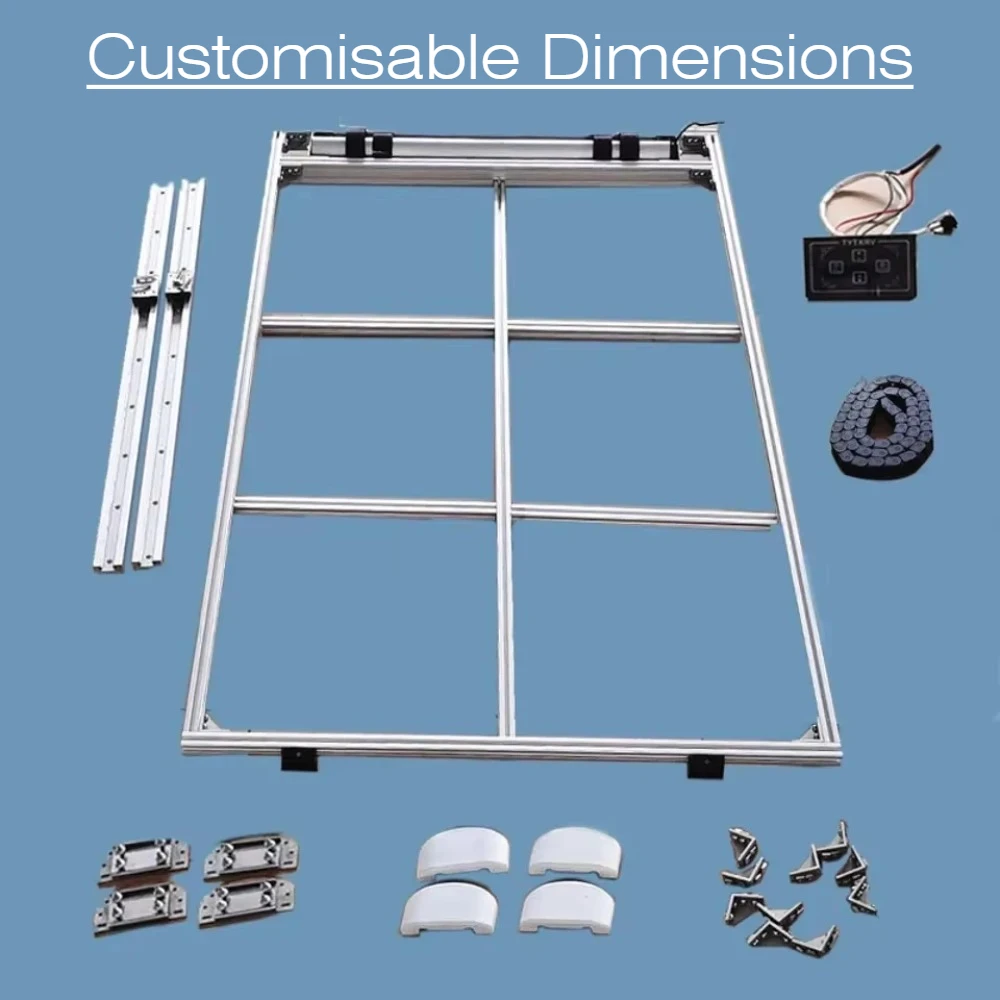 Caravan 12V/24V/220V Adjustable Bed Lift System Aluminum, RV Campervan Bed Lift, Motorhome Accessories, Customisable Dimensions