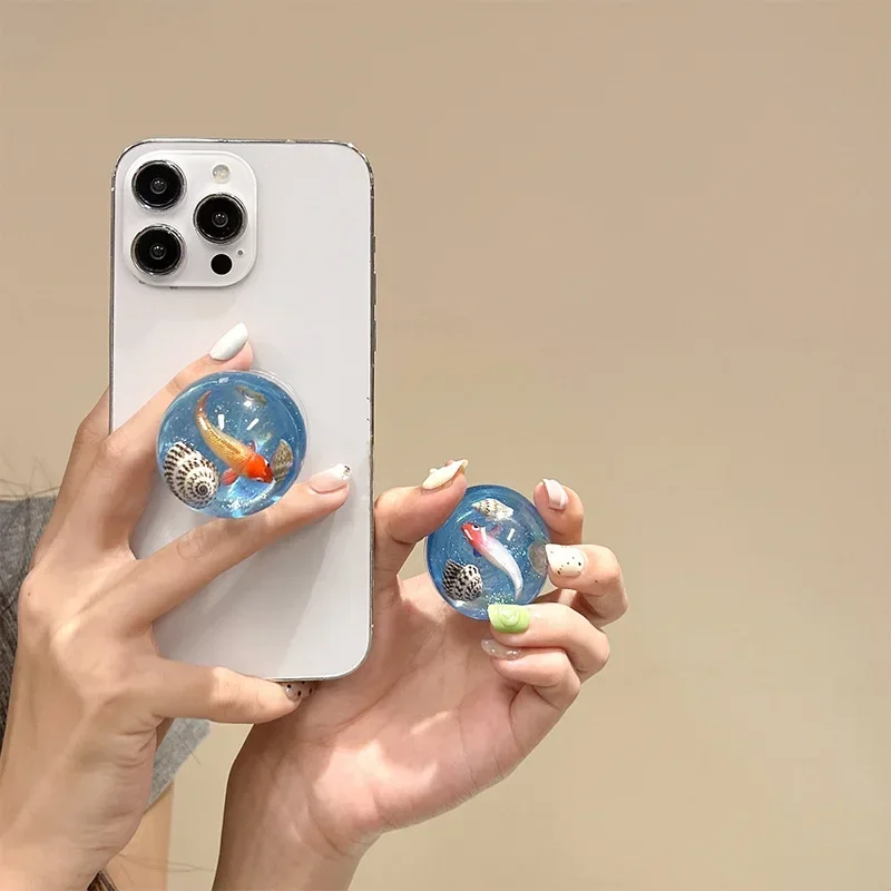 ins Conch Koi Fish Crystal Ball Phone Griptok Magnetic Holder for iPhone Samsung Universal Smart Tok Lazy Bracket For Magsafe