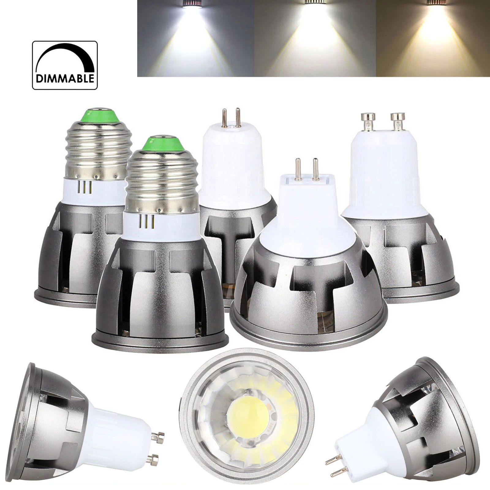 6W 9W 12W Dimmable LED Spotlight GU10 MR16 GU5.3 Decorative Light Bulbs For Home MR16 DC 12V Cob Living Room Lighting