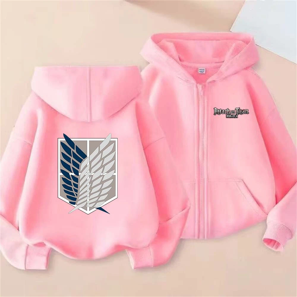 Attack On Titan Kids Hot Anime Print Spring Autumn Zipper Hooded Sweatshirts 2-13 Years Boys Girls Casual Outfits Top Clothing - view 4