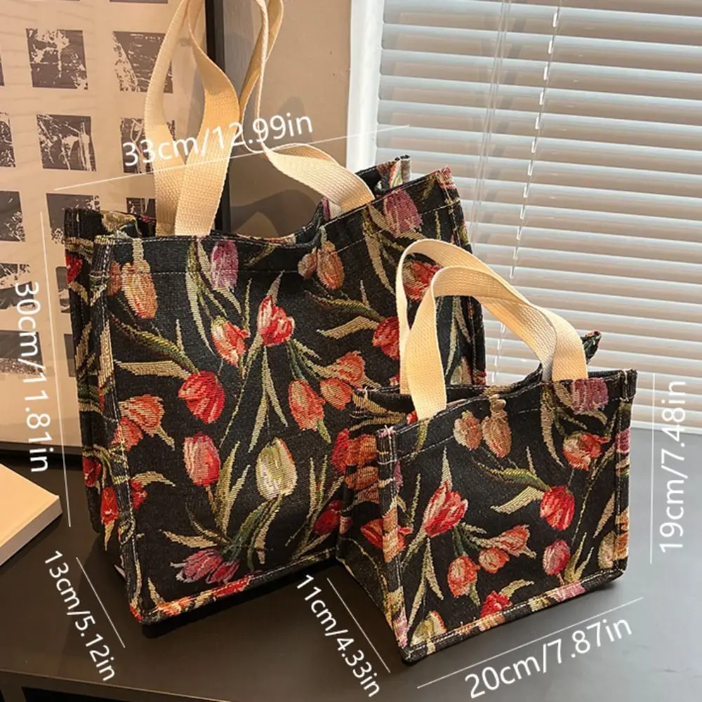 Sacola com estampa floral para unissex, sacola de ombro, grande capacidade, elegante e na moda, bolsa floral doce