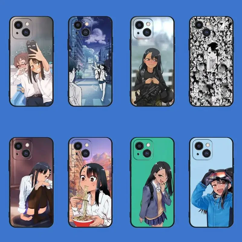 Ijiranaide Nagatoro San Phone Case For iPhone 11 12 Mini 13 14 PRO XS MAX X XR 6 7 8 Plus Black Shell