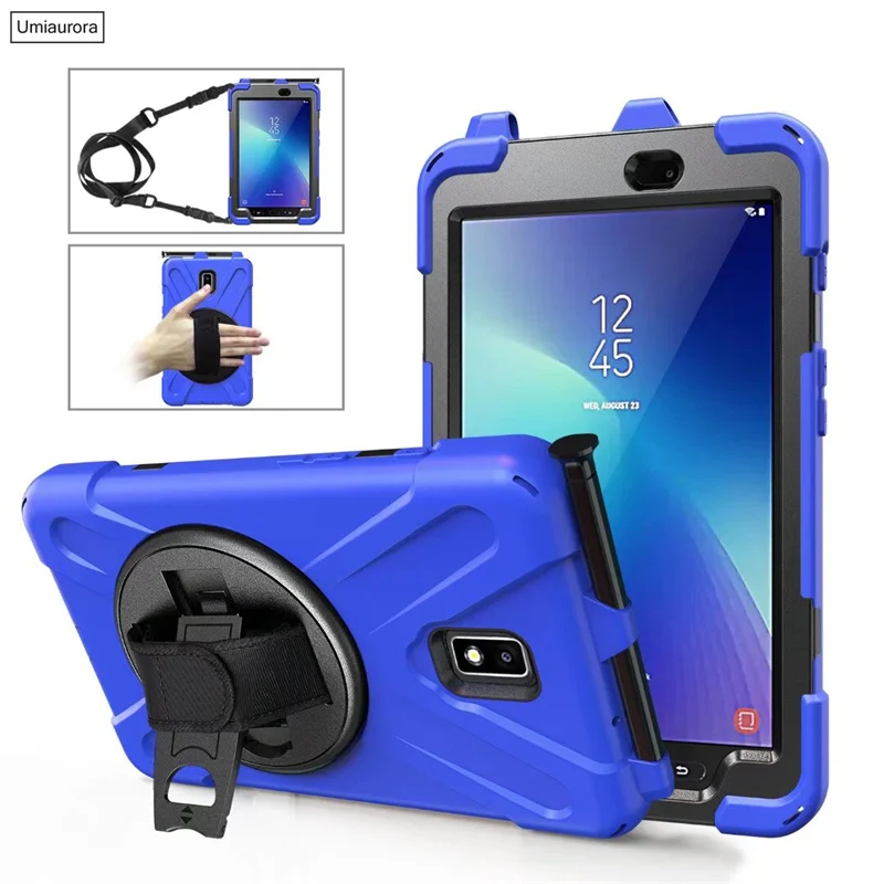 For Samsung Galaxy Tab Active 2 8.0 inch SM-T390 SM-T395 Tablet Case 360 Rotation Hand Shoulder Strap Kid Stand Shockproof Cover