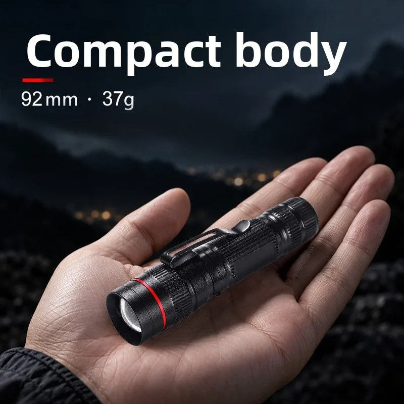 Mini Strong Light Flashlight LED Portable Small Flashlight Aluminum Alloy Outdoor Household Keychain Lighting No 5 Battery