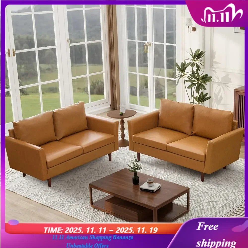 

Modern Faux Leather Sofa for Small Spaces, 3 Seater, Bedroom, Office, Apartment, Living Room Couch, 80"