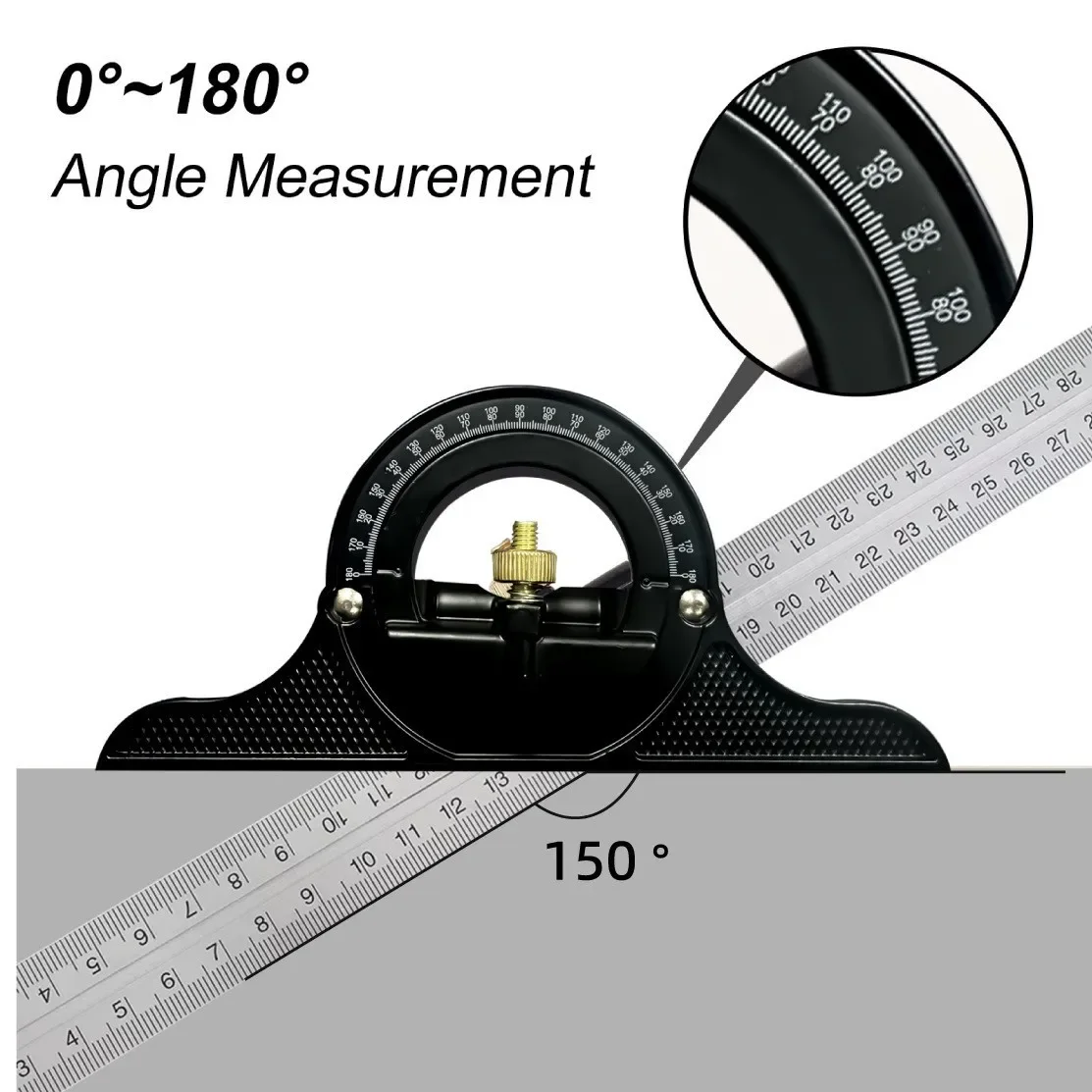 3-in-1 Woodworking Combination Square 300mm Adjustable Set – Measuring Ruler, Angle Finder & Protractor Tool for Carpentry & DIY