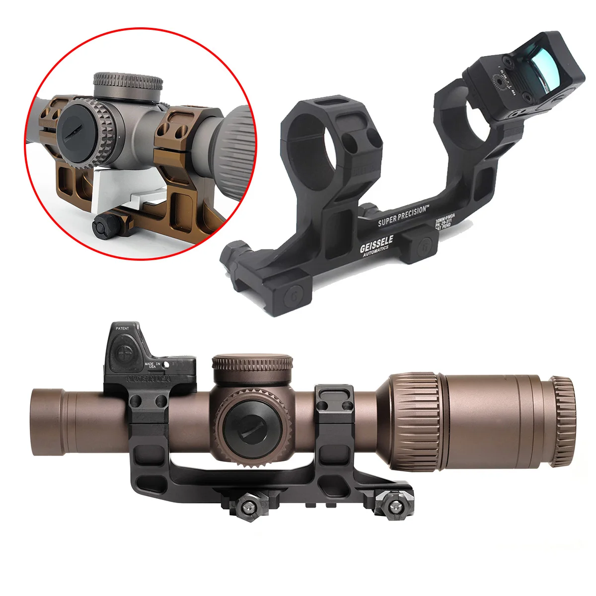 

Tactical Hunting GEISSELE Red Dot Sight RAISER For AR15 Super Precision Cantilever Scope Mount 25.4/30mm Dual Rings