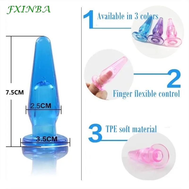 FXINBA Mini Finger Butt Plug Anal Sex Toys for Men Women Vagina Dilator Jelly Anal Plug Prostate G-Spot Massager Dildo