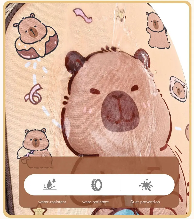 Kawaii حقيبة مدرسية كابيبارا أنيق كاكي حقيبة ظهر للأطفال عادية Daypack المراهقين صبي فتاة حقيبة كتف الأطفال حقيبة مدرسية على ظهره #3