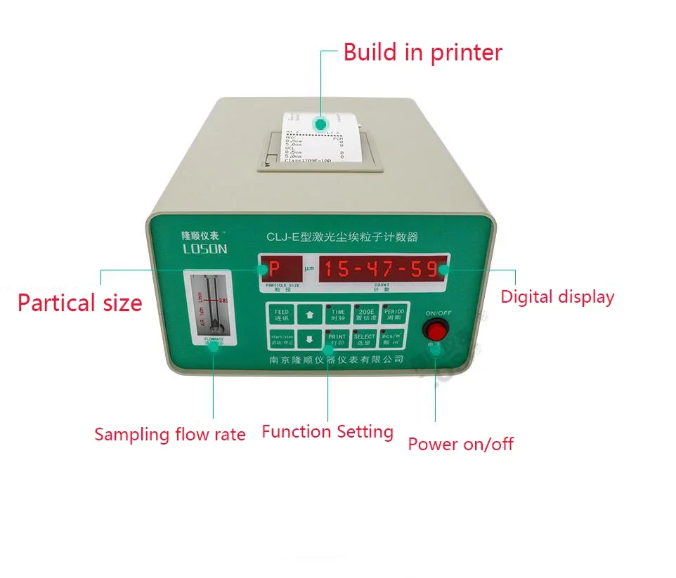 Portable Digital Air Dust Laser Particle Counter With Printing Function 220V