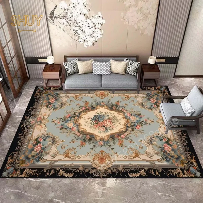 Chinese Style Printed Carpet Living Room Home Decoration Large Size Rugs Living Room Bedside Rug Stretch Felt Flannel Floor Mats