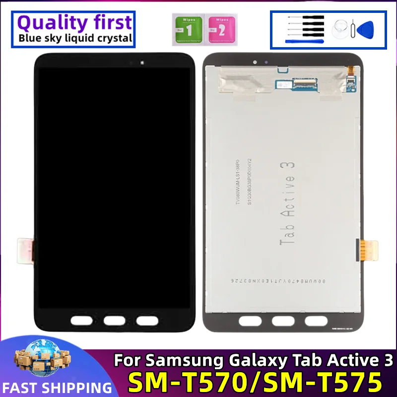 

LCD Touch Screen Digitizer Assembly Replacement, Samsung Galaxy Tab Active 3, 3rd Gen, SM- T570, T575, Original Tablet Display