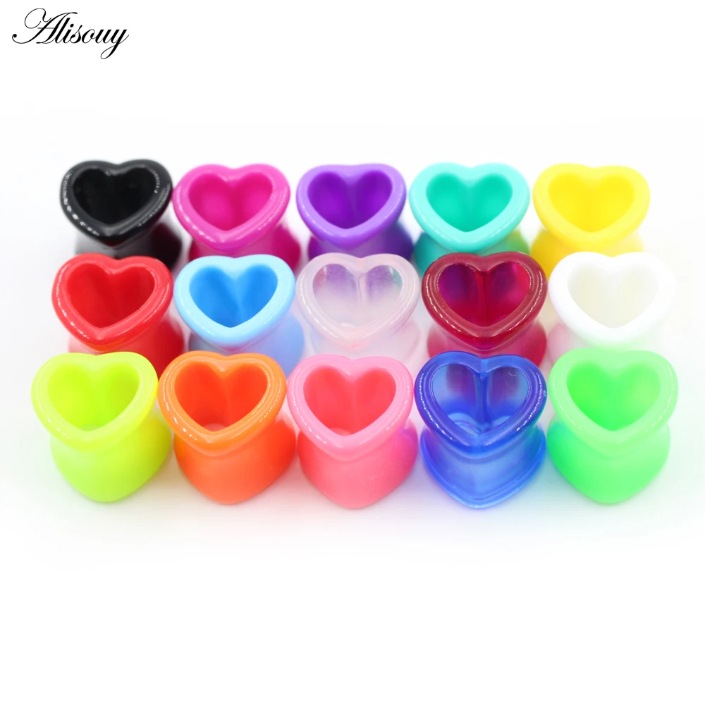 2pcs Ear Expander Piercings Heart Acrylic Ear Plugs Stretcher Expander 1 Pair Ear Piercings Studs Plugs Body Piercings 3-12mm