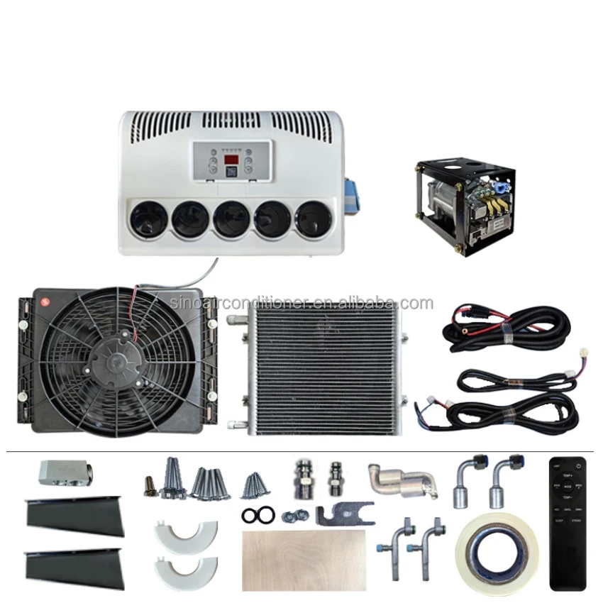 12 Volt Car Compressor Vehicle Under Dash Ac Kit System Electric 24V 12v Universal Air Conditioning