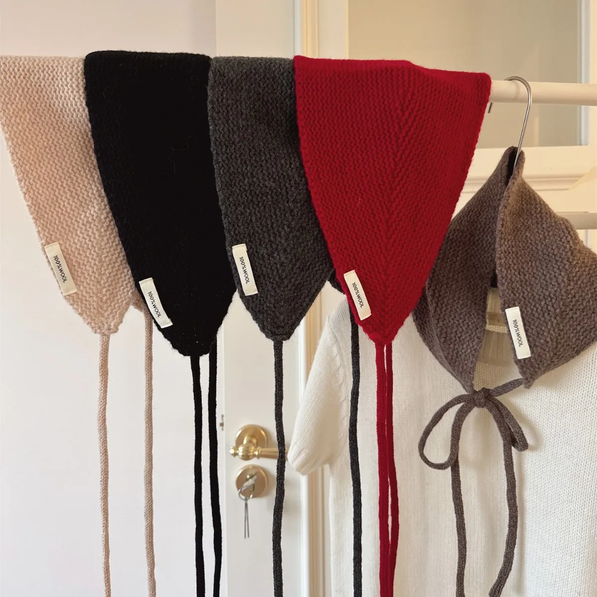 

100% шерсть, однотонный шарф, наушники, женские теплые и универсальные маленькие наушники для лица, шарф, жилет