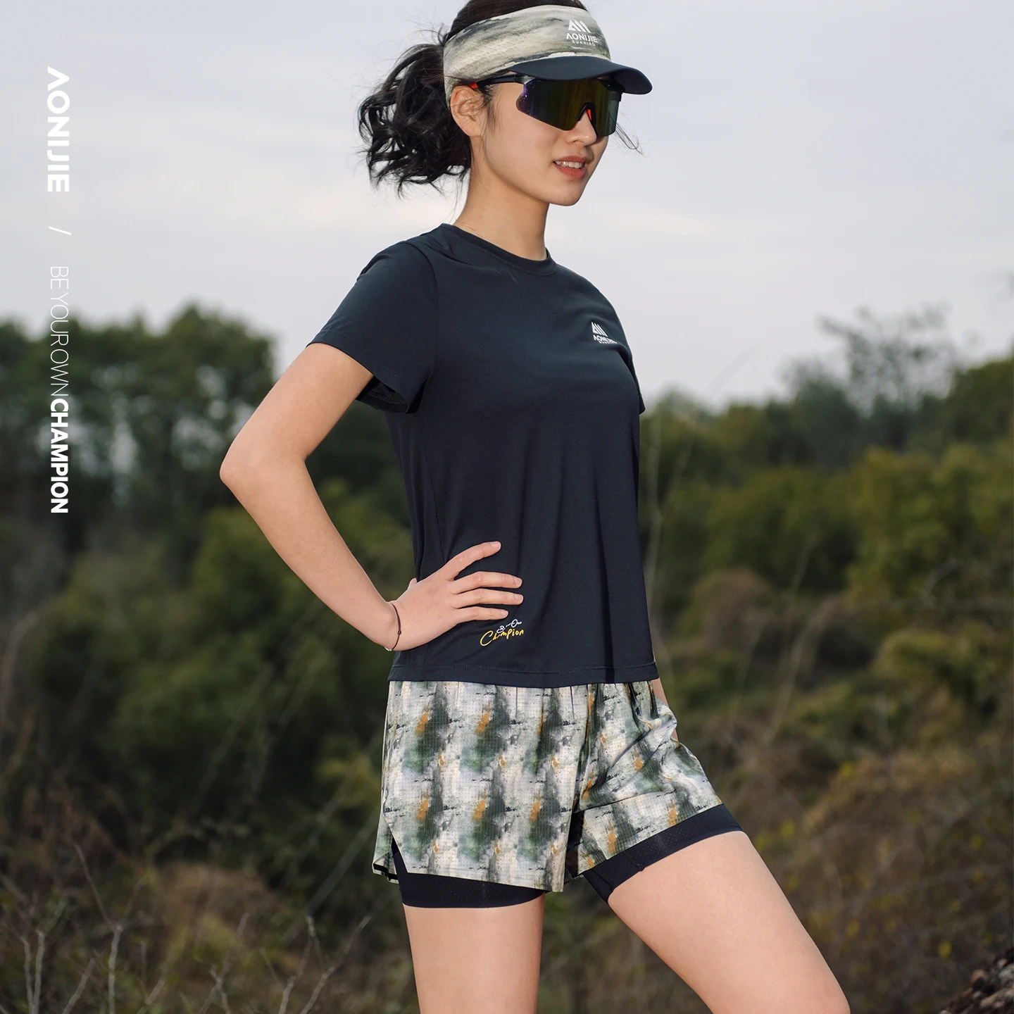AONIJIE Women Outdoor Running Shorts Pants Quick Drying Gym Training Waist Pant Tights Marathon Cross Country Running