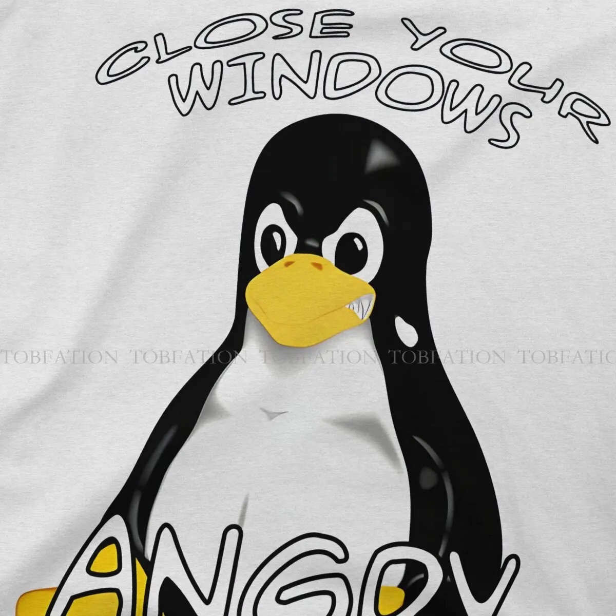 Linux Angry Tux Tshirt Vintage Men Gothic Teenager Streetwear Tops Oversized Cotton O-Neck T Shirt