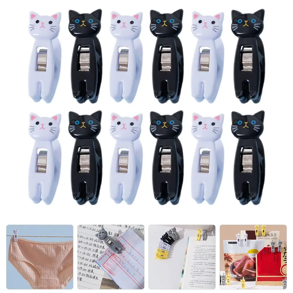 12 Pcs Cat Clips for Memo Multi-functional Plastic Clothes Notes Photo Pants Cute Trousers
