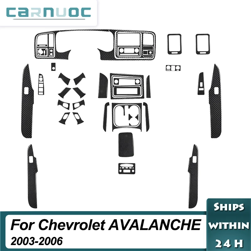 1 Set For Chevrolet AVALANCHE 2003 2004 2005 2006 Car Interior Black Carbon Fiber Styling Stickers Decorative Auto Accessories