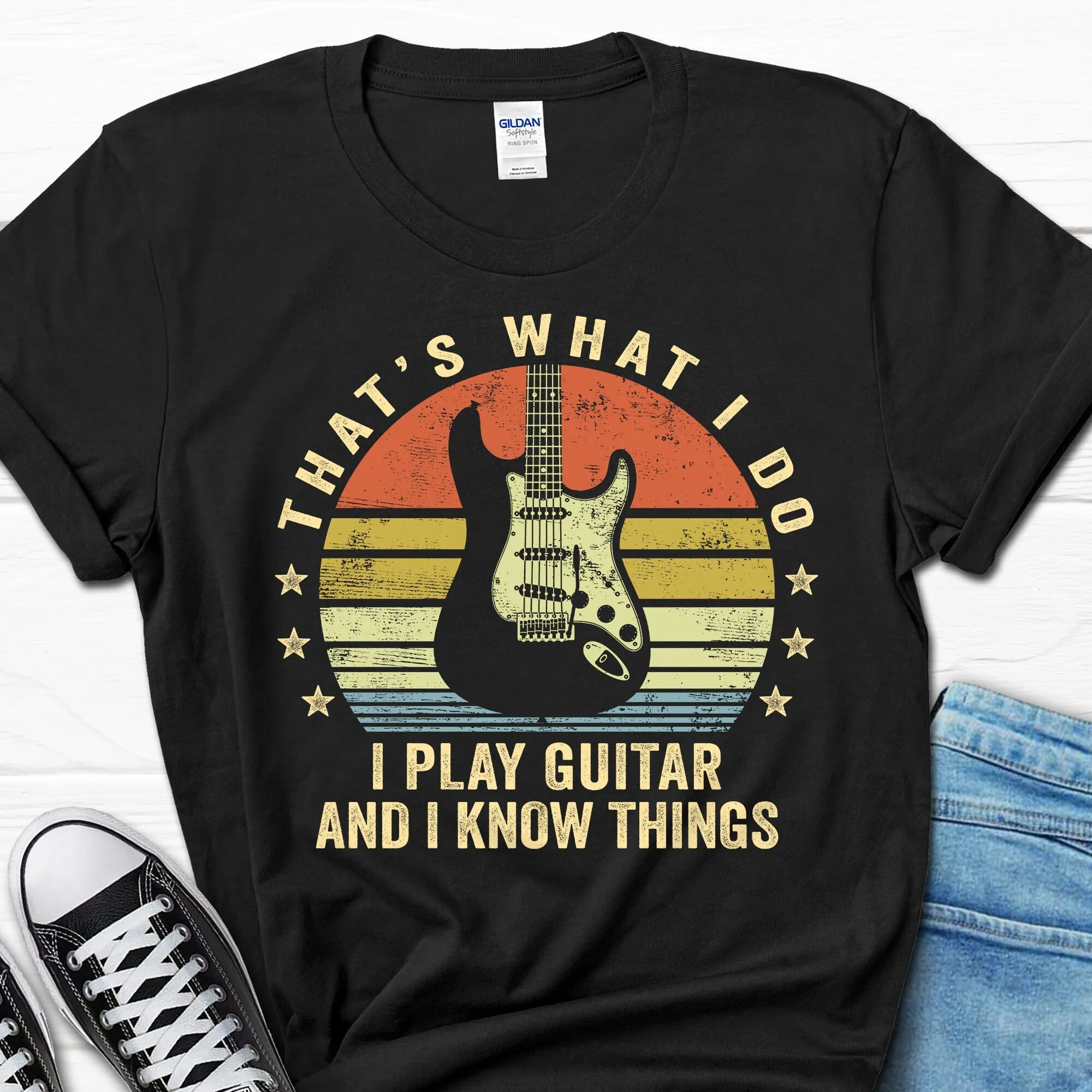 

Husband Funny Guitar For Him Guitarist Father's Day T Shirt Grandpa Owner Men's From Wife Dad Lover Men