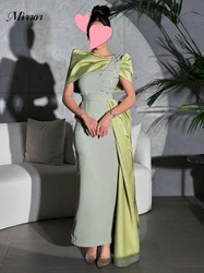 Mirror Dress Elegant Vintage Sweet Green Beads Satin Ruffle Boat Neck Customize Formal Occasion Prom Dress Evening Party Gowns