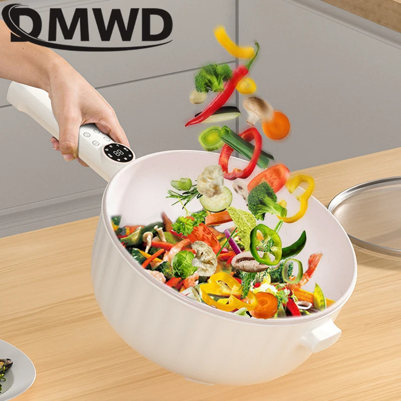 Electric Stir-fry Meal Wok 4L Multi-function Frying Pan Ceramic Non-stick Hot Pot Food Cooker Intelligent Timing Food Steamer